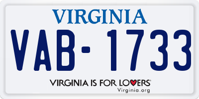 VA license plate VAB1733