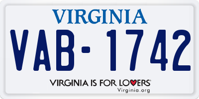 VA license plate VAB1742