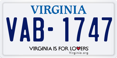 VA license plate VAB1747