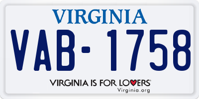 VA license plate VAB1758