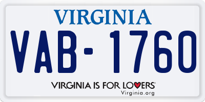 VA license plate VAB1760