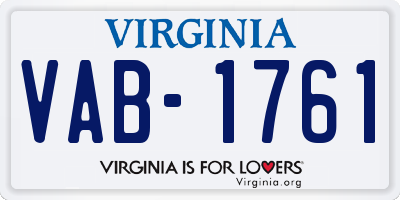 VA license plate VAB1761