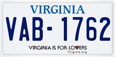 VA license plate VAB1762