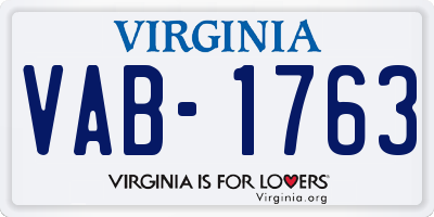 VA license plate VAB1763