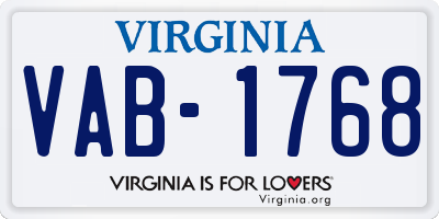 VA license plate VAB1768