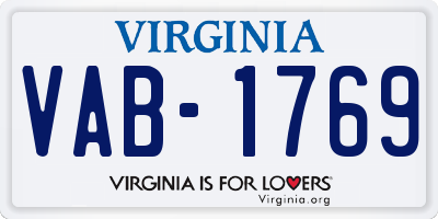 VA license plate VAB1769