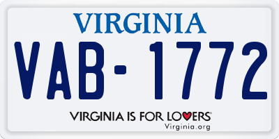 VA license plate VAB1772