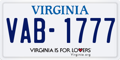 VA license plate VAB1777