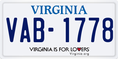 VA license plate VAB1778