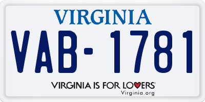 VA license plate VAB1781