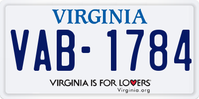 VA license plate VAB1784