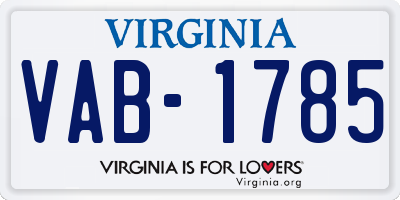 VA license plate VAB1785