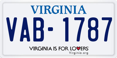 VA license plate VAB1787