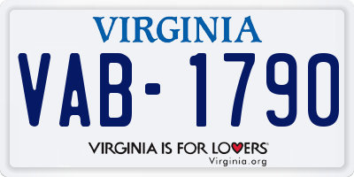 VA license plate VAB1790