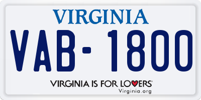 VA license plate VAB1800