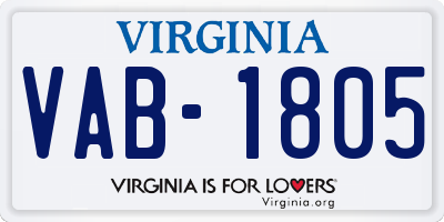 VA license plate VAB1805