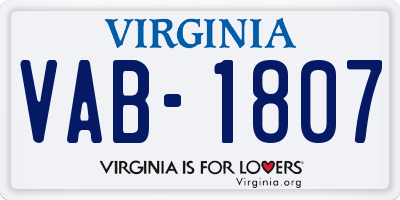 VA license plate VAB1807