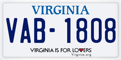 VA license plate VAB1808