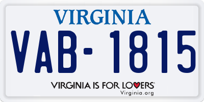 VA license plate VAB1815