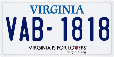 VA license plate VAB1818