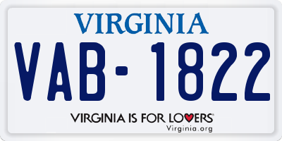 VA license plate VAB1822