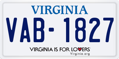 VA license plate VAB1827