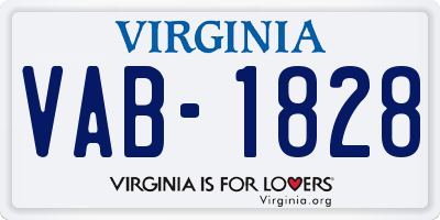 VA license plate VAB1828