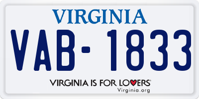 VA license plate VAB1833