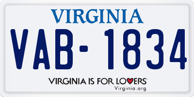 VA license plate VAB1834