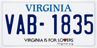 VA license plate VAB1835