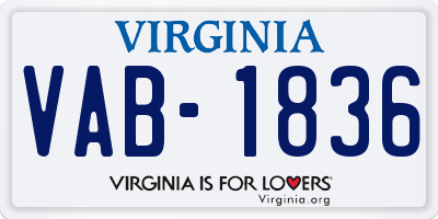 VA license plate VAB1836