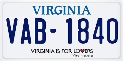 VA license plate VAB1840