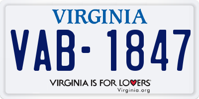 VA license plate VAB1847