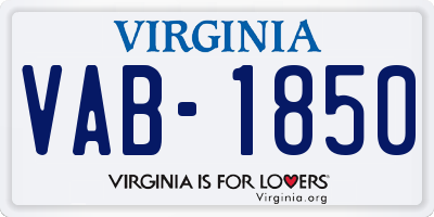 VA license plate VAB1850