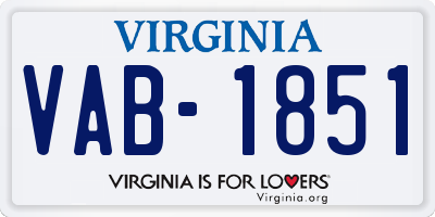 VA license plate VAB1851