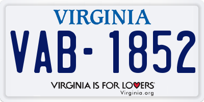 VA license plate VAB1852