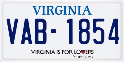 VA license plate VAB1854