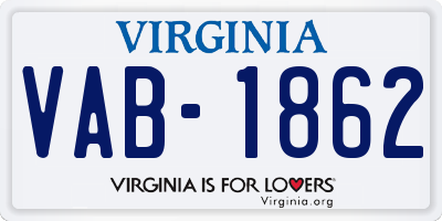 VA license plate VAB1862