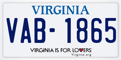 VA license plate VAB1865