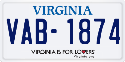 VA license plate VAB1874