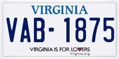 VA license plate VAB1875