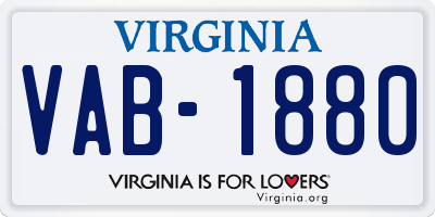 VA license plate VAB1880