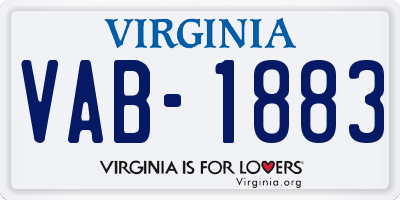 VA license plate VAB1883