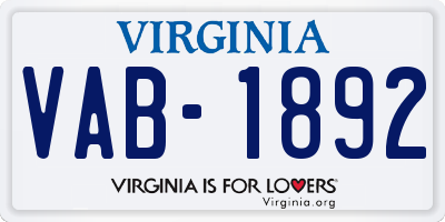 VA license plate VAB1892