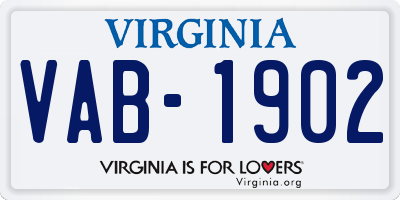 VA license plate VAB1902