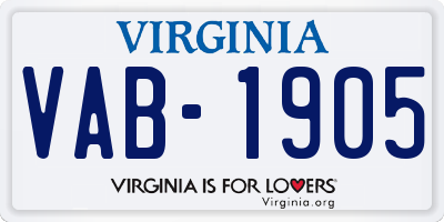 VA license plate VAB1905