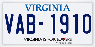 VA license plate VAB1910