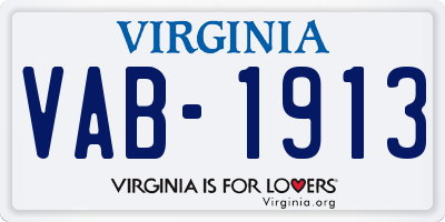 VA license plate VAB1913