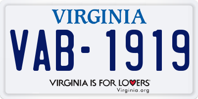 VA license plate VAB1919