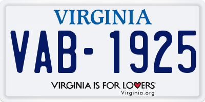 VA license plate VAB1925